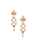 Paisley Moonstone & Garnet Chandelier Cabochon Earrings in 18K Rose Gold