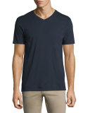 Short-Sleeve V-Neck Pima Jersey T-Shirt, Navy