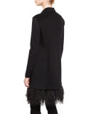 Double-Face Cashmere Vest w/ Ostrich Feather Trim