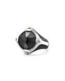 Men's Sterling Silver & Bronze Anvil Signet Ring with Hematine