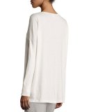 Cashmere-Blend Long-Sleeve Lounge Top, Crystal Gray