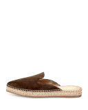 Suede Espadrille Mule Flat, Camel