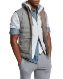 Reversible Quilted Vest, Gray