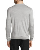 Riland Silk-Cashmere Crewneck Sweater, Foam Heather