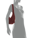 Zoe Woven Suede Hobo Bag, Bordeaux