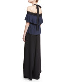 Alyssa Off-the-Shoulder Halter Top, Navy/Black