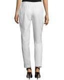 Twill Pull-On Pants, Off White