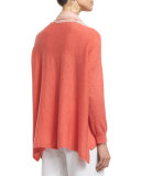 Long-Sleeve Featherweight Cashmere Box Top, Flora, Plus Size
