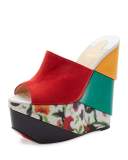 Carnababe Colorblock 150mm Wedge Red Sole Sandal, Version Fraise