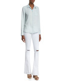 Tate Button-Front Chambray Shirt, Reese