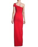 Maxson One-Shoulder Column Gown, Scarlet