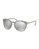 Rounded Square Mirrored Sunglasses, Gray