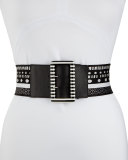Wide Stretch Waist Belt, Black/White