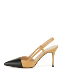 Evocity Two-Tone Pointed-Toe Pump, Black/Beige