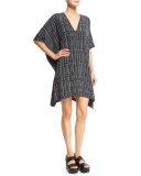 Interlace-Printed V-Neck Poncho Dress