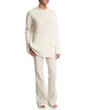 Raw Seam Flare-Leg Pants, Oyster
