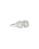 18k White Gold Pear & Round Diamond Ring, Size 7