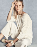 Wide-Leg Knit Easy Pants, Ivory