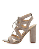 Yardley Suede Lace-Up Sandal, Putty