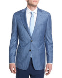 G-Line Small Box-Check Wool Sport Coat, Blue