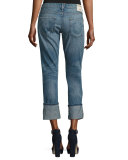 Liv Exaggerated-Cuff Low-Rise Relaxed Skinny Jeans, Indigo