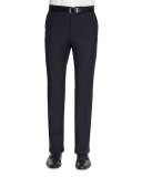 Modern-Fit Wool/Mohair Trousers, Navy