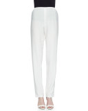 Cabo Crinkle Straight-Leg Pants, White
