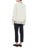 Knit Drop-Shoulder Pullover Sweater, Winter White