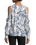 Polly Cold-Shoulder Printed Blouse