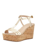 tallin metallic platform sandal, mushroom