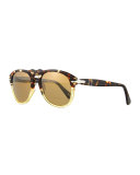 649-Series Acetate Sunglasses, Beige/Tortoise