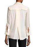Ruffled 3/4-Sleeve Blouse, Ivory