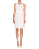 Sleeveless Piqué A-Line Dress, White