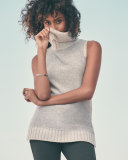 Sleeveless Sequin Cashmere Turtleneck