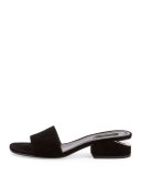 Lou Suede Block-Heel Mule, Black