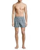 Psychedelic Robotics Printed Swim Trunks, Multicolor Pattern