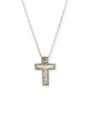 18K White Gold Baguette Diamond Cross Pendant Necklace