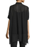 Short-Sleeve Sheer Boxy Tunic