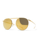 Essential Floating-Lens Round Sunglasses, Gold