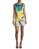 Sleeveless Modern Camo-Print Dress, Multi Colors