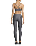 High-Rise Printed Sport Leggings, Charcoal Snake