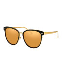 Square Two-Tone Sunglasses, Yellow Gold/Black