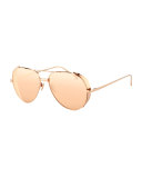 Titanium Aviator Sunglasses, Rose Gold