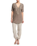 Tapered Cuff Pants, Tan