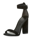 Giselle Suede Chunky-Heel Sandal, Black