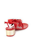 davina flower jelly low-heel thong sandal, red