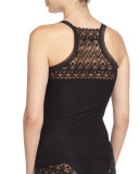 Purity Lace-Trim Tank Top, Black