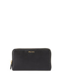 Saffiano Double Bicolor Wallet, Black/Red (Nero+Fuoco)