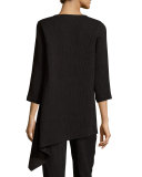 3/4-Sleeve Mini-Pleated Asymmetric Tunic 