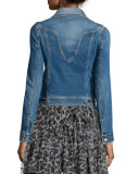 Stretch Denim Cropped Jacket 